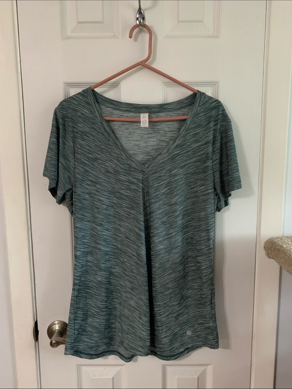 Bally Teal Space-Dye V-Neck Short Sleeve Sports top